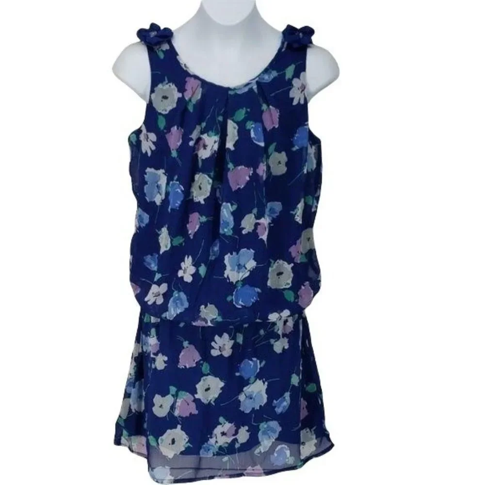 Children’s Place Girls Blue Floral Easter Sleeveless Dress Size 14‎